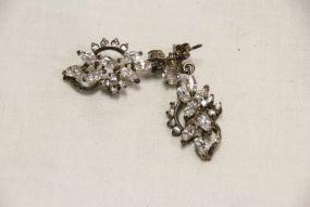 Sterling Silver and CZ Drop Cluster Pierced Earrings