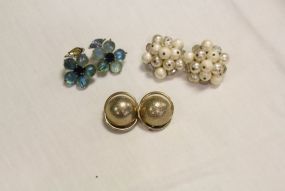 Three Pairs of Signed Clip on Earrings