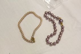 Two Faux Pearl Bracelets