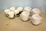 Four Queens Bone China Mugs & Eight Mammoet Porridge Bowls