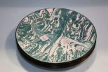 Set of Eight Teal and White Divided Plates 