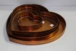Four Heart Shaped Copper Trays