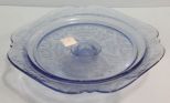 Blue Depression Glass Cake Stand 