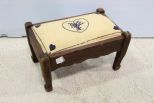 Footstool with Heart Crewel Work