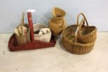 Six Various Size Baskets & Pecan Sack