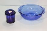 Cobalt Blue Salad Bowl & Covered Jar