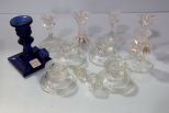 Ten Glass Candlesticks