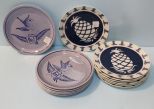Seven Cerzon Pineapple Plates & Six Hand Painted Mexican Plates 