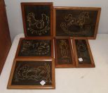 Six Various Size Punched Tin Plaques