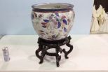 Large Oriental Design Pot on Stand