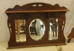Three Section Beveled Glass Oak Mirror