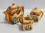 Three Piece Ceramic Cottage Tea Set