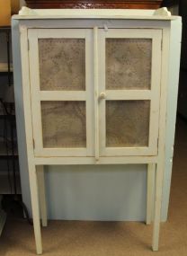Light Blue Two Door Punched Tin Cabinet