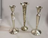 Pair of Launt Sterling Candlesticks & Majestic Sterling Vase 