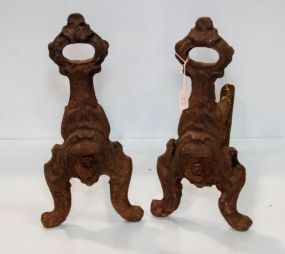 Pair of Antique Iron Dog Irons 