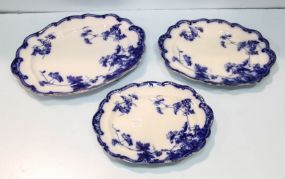 Three Flow Blue Platters 