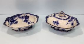 Two Flow Blue Tureens 