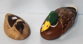 Two Carved and Painted Wood Ducks 