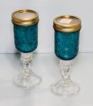 Two Blue Canning Jars