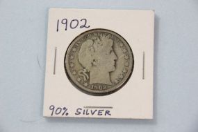 1902 Silver Barber Half Dollar 