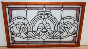 Pink and Clear Stained Glass Beveled Window