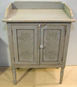 Country Blue Punched Tin Cabinet 