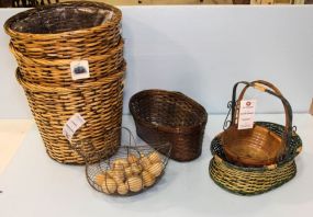 Five Baskets & Wire Hen with Eggs