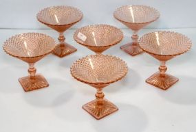 Six Pink Depression Glass Compotes