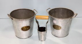 Two Tin Buckets & Bulb Digging Device