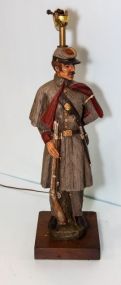 1971 Carved and Painted Confederate Soldier Lamp