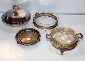 Three Silverplate Casseroles & Tray