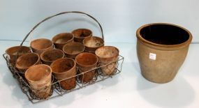 Twelve Small Pottery Pots & Stoneware Pot