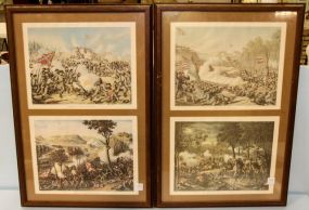 Kurtz and Allison Lithographs (Four) Battle of Corinth, Battle Chancellorsville