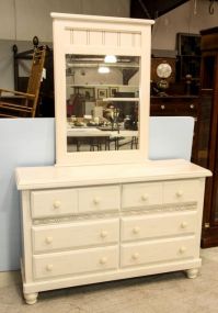 Four Drawer Painted White Dresser with Mirror