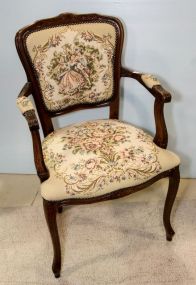 French Style Arm Chair with Tapestry Upholstery