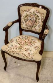 French Style Arm Chair with Tapestry Upholstery