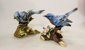Two Porcelain Blue Birds