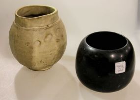 Black Stone vase, Tan Pottery Vase
