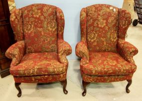 Pair Mahogany Queen Anne Wing Back Chairs