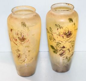 Pair of Painted Glass Vases