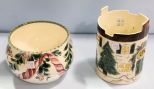 1999 Gail Pittman Bowl & Large 1990 Gail Pittman Christmas Candle Holder