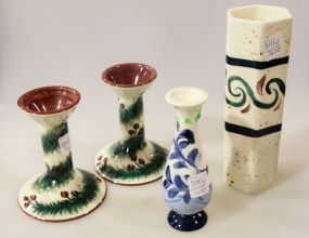 Pair of Gail Pittman Candlesticks & Small Vases