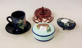 Gail Pittman Demitasse Cup/Saucer, Ring Holder & Two Small Ring Boxes