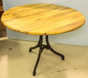 Wood Top Table with Iron Base