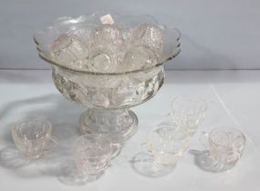 Punch Bowl with Eighteen Various Punch Cups