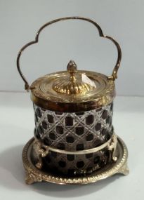 Red Cut Crystal and Silverplate Ice Bucket 