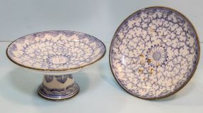 Two Blue and White Porcelain Compotes 