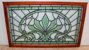 Green and Clear Stained Glass Window