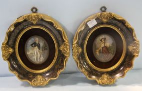 Pair of French Miniature Hand Painted Portraits