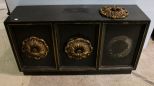 Three Door Black Lacquer Console